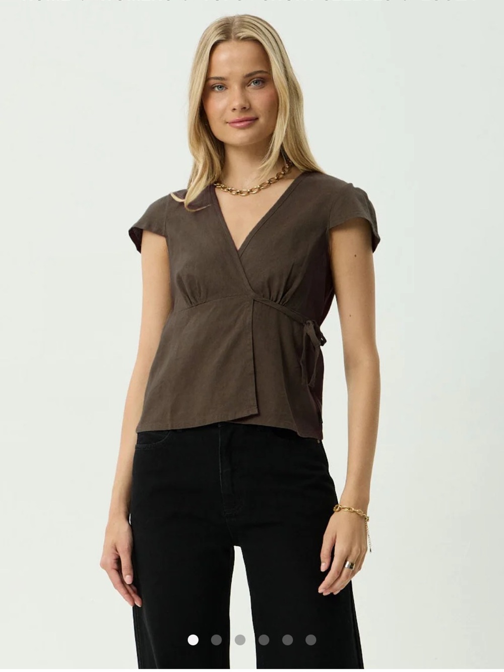 AFENDS LOULA -  WRAP TOP
SEERSUCKER WRAP TOP MEDIUM COFFEE